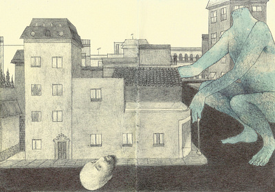 Headless analog art design drawing illustration ink