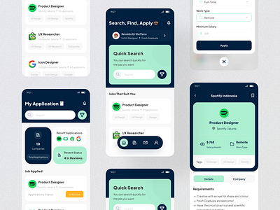 Job Finder Apps - Exploration Design ✨ apply job design design challenge elux space design challenge exploration design figma job job app job finder mobile app ui ui design uiux ux