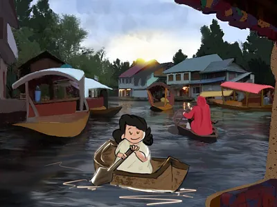 Kashmir dal lake design illustration kashmir procreate