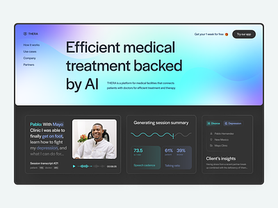 Medtech platform: web design, home page ai healthcare home page homepage landing page machine learning med medtech web design webdesign webpage website