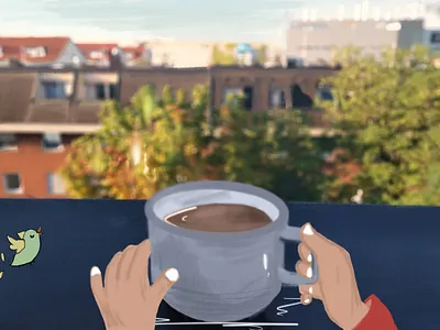 Mornings design germany illustration morning procreate tea terrace