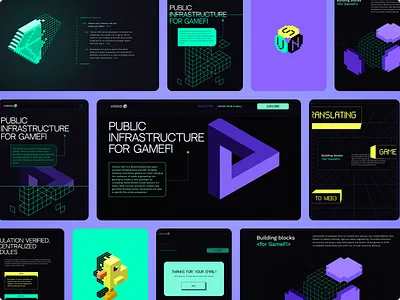 VisionsDAO: Web 3d aspid blue brand identity branding design diamond embacy gamefi graphic design illustration logo logo design mobile pixels ui web web design yellow