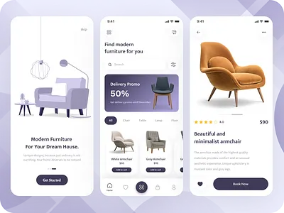 Mobile app - Furniture app app architecture app branding design e commerce app furniture app furniture app concept furniture app ui designs home decor app interior designer marketplace minimalist design modern design ui ux