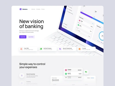 Monecco / Banking LP app banking branding business chart clean dashboard design desktop icons landing logo minimal mobile money payments saas ui website www