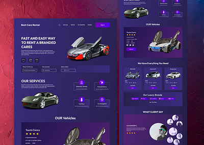 car rental landing page car landing care care rental landing page landing page landing pages ui design ui ux ux web design website