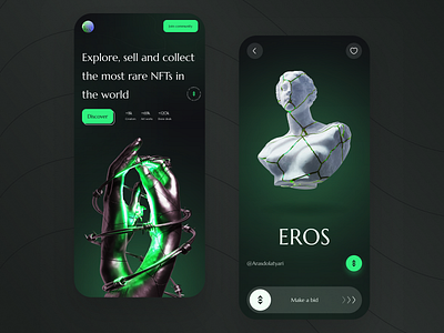 Marcellus NFT Marketplace - Mobile version biding website dark mode ui dark mode website marketplace marketplace app marketplace ui marketplace website nf nft nft market place nft marketplace app nft marketplace dark ui nft shop nft website nft website dark mode online shop ui design product page ui responsive ui design ui ui design