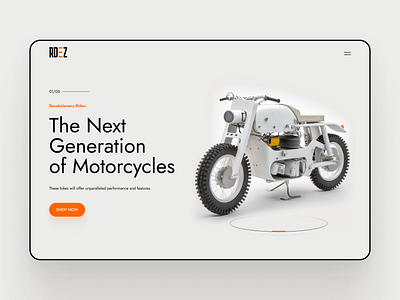 Motorbike Hero Screen concept design futuristic industrial design logo minimal motorbike ui ux web