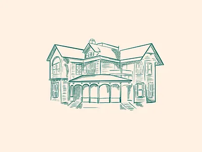 Avera Clarke House art deco branding florida house illustration line drawing procreate retro simple