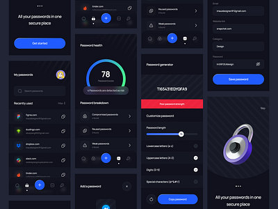 Password manager app 3d illustration app design clean clean ui dashboard digital security figma file lock minimal mobile mobile ui password password generator password manager security app ui ux