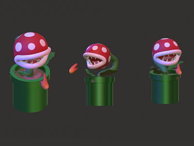 Mario Piranha Plant 3D Model 3d 3d model anime characters illustration mario nintendo rigging super mario