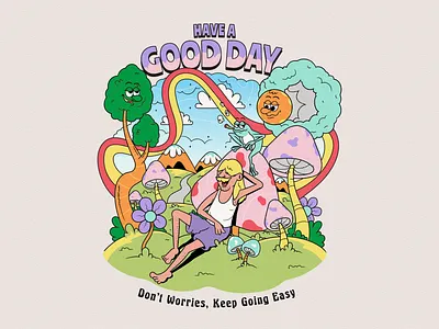Have a Good Day artwork brand design cartoon character character illustration chillin time cute illustration design flat vector graphic design illustration island illustration mushroom art relax time vintage cartoon vintage mascot