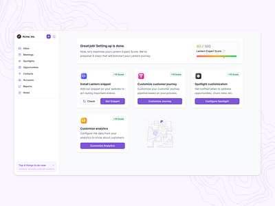 Onboarding - set up analytics account score apollo crm customisation dashboard hubspot lusha onboard onboarding outreach post onboarding saas salesforce salesloft score set up set up screen settings user onboarding zoominfo