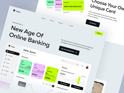 Paylee online banking banking dashboard design finance flat home income landing layo money page product saas studio ui ux