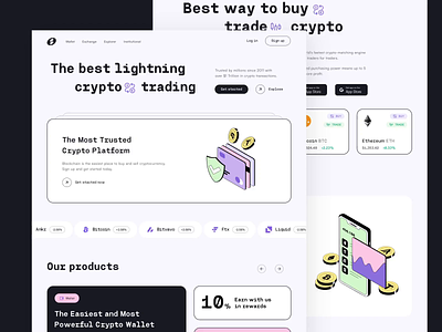 Crypto trading home page animation design home page design illustration illustrator interaction landing landing page design motion motion design motion graphics ui ui design user interface ux web web design website