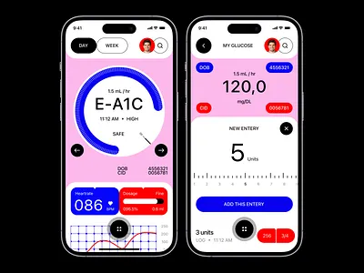 Diabetes Control Mobile App application concept design diabetes control health healthcare healthtech insulin interaction interface ios medicine mobile app patients schedule service sugar ui ux