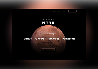 Day 14: Countdown Page Daily UI Challenge. Nasa Mars Countdown design