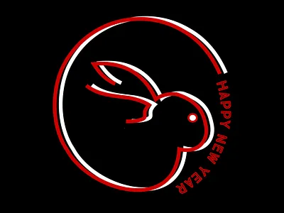 RABBIT HAPPY NEW YEAR 2023 - RED SIMPLE LINE ART RABBIT aesthetic art black chinese zodiac rabbit cute design happy chinese new year happy new year happy new year wishes line art lucky lunar lunar new year 2023 new year celebration rabbit red simple trendy vintage zodiac