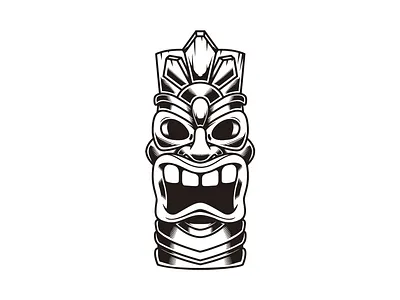 Tiki design hawaji illustration logo procrea procreate summer tiki tiki mask tribal vintage