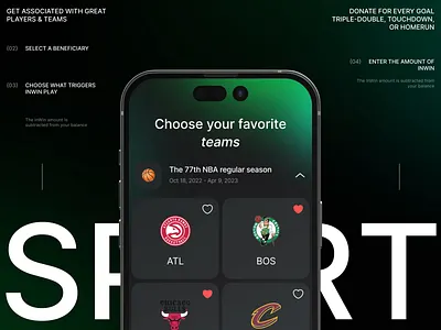InWin - sport & donation all-in-one app 🏆 app betting charity design mobile product design sport ui ux