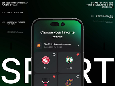 InWin - sport & donation all-in-one app 🏆 app betting charity design mobile product design sport ui ux
