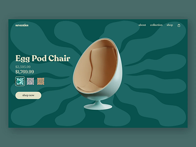 Egg Pod Chair - Customize Product (Daily UI 033) 3d animation colorful daily ui daily ui 033 dailyui e commerce pattern seventies shop transition web design webdesign