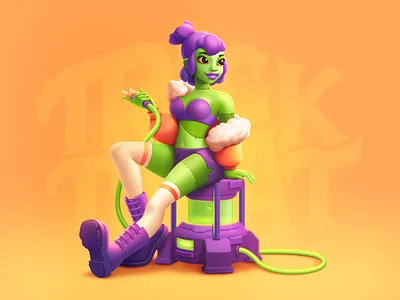 Modern-Day Frankenstein’s Monster 2d art character character illustration design digital art frankenstein girl halloween halloween illustration illustration illustration art illustration for web illustrator modern day shakuro vector