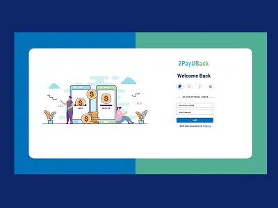 2PayUBack Login Screen adobe xd design illustrator login form login page photoshop ui user experience ux web