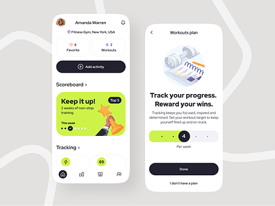 VOUM mobile app app community cuberto exercises fitness graphics happiness health icons illustration library mobile people physical progress ui ux
