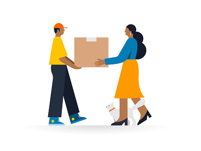 Amazon Pay box character design geometric illustration people shipping spot illustration vector