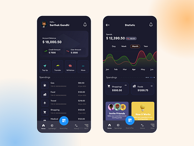 Finance service - Dark UI Design app banking service dark ui finance service fintech mobile app ui ui project