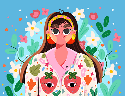 Flower lover 🌺🌸💐✨ 2d adobe character design commercial concept art cute design drawing editorial female flowers girl graphic design happy illustration illustrator portrait procreate website illustration woman