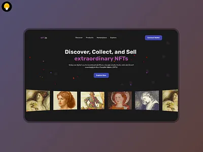 NFT website with animated gallery • web3 animation blockchain dark mode design motion motion graphics nft ui web3 website