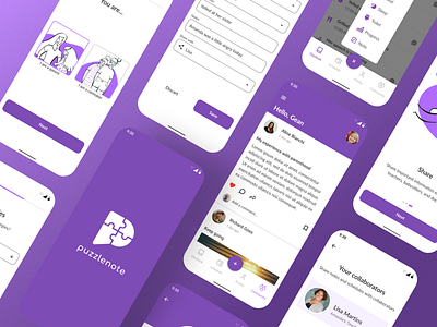 Puzzlenote - Notetaking App for Parents of Children with Autism app app design asd autism branding case study design logo mobile mobile design notetaking notetaking app parents ui ui design ux ux design