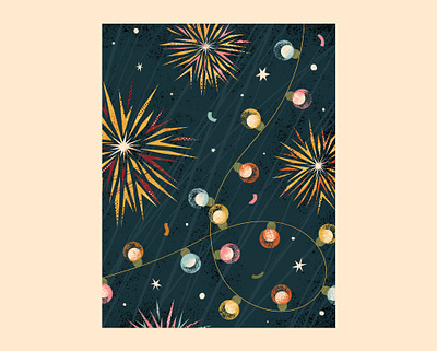 Fireworks and garland concept design fireworks and garland greeting cards illustration illustrator new year texture vector