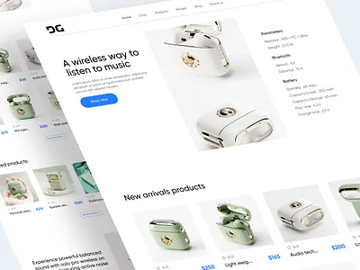 e-Commerce website 2022 design earpods website ecommerce ecommerce mobile app ecommerce website headphone website landing page minimal text website minimal website minimalist product website shop ui ui design ux web design website