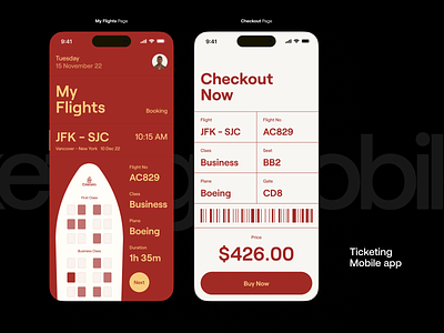 Mobile App: Ticketing airplane tickets app app design booking color creative flight interface minimal mobile mobile apps mobileapp online ticket orix sajon ticket ticket application ticketing ui ux