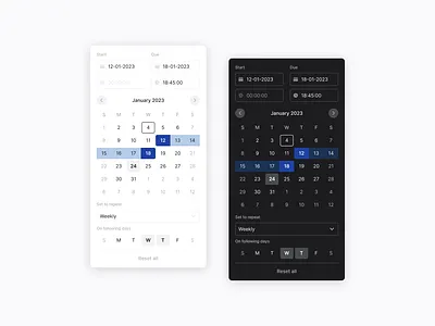 Date and time picker app design business in a box calendar components date picker design system document management product design task management time picker ui ux