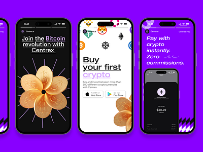 Centrex - Social Media ad advertising bitcoin crypto cryptocurrency exchange design fb ig media social stories story tw ui