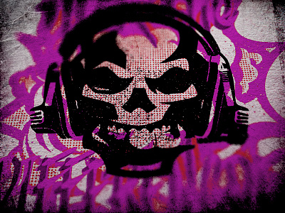 Kitchen Sink Skull branding design grafiti illustration logo purple skull sticker vintage