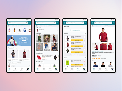 Wishit - E-commerce App branding design illustration logo ui ui design ui ux user experience user interface ux ux design