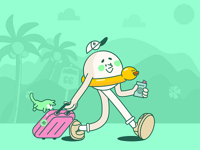 Weez goes on a Roadtrip character figma flat graphic design green illustration illustrator mascot roadtrip travel vector