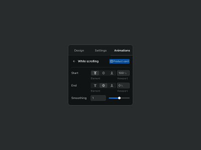 Animation controls builder css dark properties settings sidebar software tools ui user interface web builder