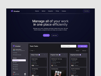 Product website | Task Managment clean ui dark mode wwebpage dddesign landing page design minimal website task managment ui uiux website design