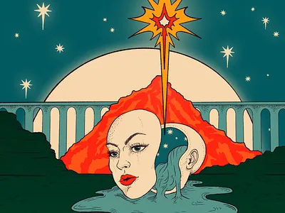 Illuminate bridges drawing emotions fine art illuminate illustration open head stars surreal