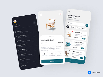 Furniture E-commerce App - Mobile app app ecommerce furniture app mobile apps shapezone ui uikit ux