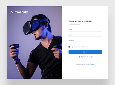 VirtuPlay - Login Page login page page reality ui ui design uiux uiux design ux design virtual vr web design website