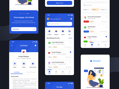 MBUTGAWE - Job Finder Mobile App app blue design finder job mobile portal simple ui ux