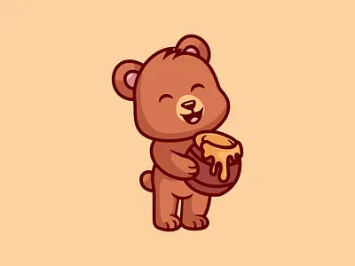 Cute Cat Illustration Cartoon animal bear cartoon character cute design graphic design honey illustration logo