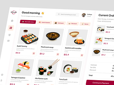 Sushime - Pos Dashboard cashier cashier dashboard cashier design checkout clean dashboard food food app japanese payment point of sales pos pos dashboard pos system product product design restaurant sales dashboard sushi