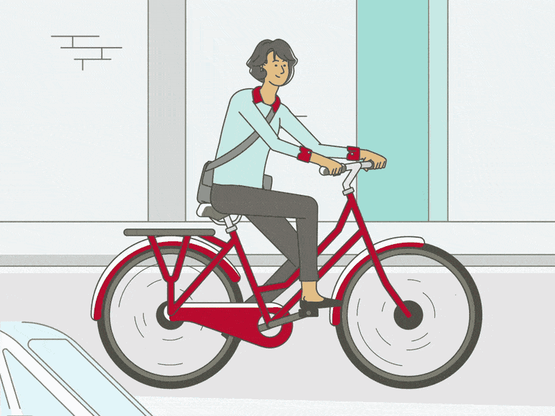 Bike Through the City bicycle bike character animation character rig city commercial metro streets
